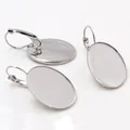 Supports de boucles d'oreilles ovales argentés pour la création de bijoux DIY - K Blanc/Argent