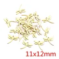 Miniature dragonfly pendant in 18k gold plated stainless steel, size 11x12mm for jewelry - Dragonfly Style (AG2-41)