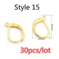 Golden 15mm leverback earring hooks for DIY jewelry making in a 30-piece bulk set - Gold Closed Leverback Style (L5-42)