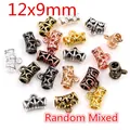 Mixed color 12x9mm hollow alloy bail beads for DIY jewelry bracelets and necklaces - Random Mixed (Q7-08)
