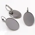 Supports boucles d'oreilles ovales leverback en noir gunmetal pour création bijoux - Métal canon