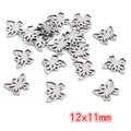 Silver hollow butterfly pendant in stainless steel for jewelry making, 12x11mm size - Butterfly Style (P1-32)