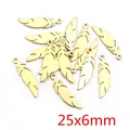 Golden vacuum plated stainless steel feather charm pendant 25x6mm for DIY jewelry making - Feather Style (AG2-42)
