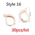 Rose gold leverback earring hooks in 15x10mm size, 30 pieces of stainless steel DIY findings - Rose Gold Closed Leverback Style (L4-23)