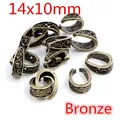 Vintage bronze alloy pinch bails for DIY jewelry, floral texture design, 14x10mm - Bronze (P4-46)
