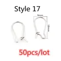 Style 17 silver stainless steel ear hooks for DIY earring making 18x9mm 50pcs lot - Silver Kidney Hook Style (Y7-24)