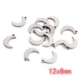 Polished silver crescent moon stainless steel pendants measuring 12x8mm for jewelry making - Moon Style (P3-23)