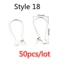 Style 18 silver stainless steel earring hooks, 24mm size, pack of 50 pieces for DIY jewelry - High Long Silver Hook Style (W2-25)