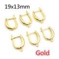 Ganchos para pendientes de cobre dorado forma U 19x13mm para creación de joyas DIY - Ganchos de Palanca Oro (AF6-48)
