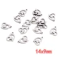 DIY stainless steel double heart hollow pendants in silver finish for jewelry making 14x9mm - Heart Style (P5-34)