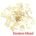 Random mixed set of gold vacuum plated stainless steel charms including stars and butterflies - Random Mixed Styles (Random Mixed)