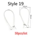 50pcs of 38mm silver stainless steel teardrop ear hooks for DIY earring jewelry making - Elongated Teardrop Silver Hook Style (W1-18)