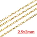 Golden plated stainless steel cross chain for DIY jewelry making, size 2.5x2mm - Glossy O-Chain (CH-50) / Gold