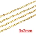 DIY gold-plated stainless steel chain with 3x2mm oval links for jewelry making - Oval Link Chain (CH-51) / Gold