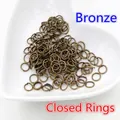 Set di 200 anellini chiusi in bronzo per creazione gioielli fai-da-te in piatto bianco - Stile Chiuso / 5mm / Bronzo Antico
