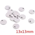 Silver stainless steel 13x13mm round pendant with a hollow star cutout for DIY jewelry - Round Star Hollow Out / 13x13mm