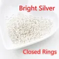 200 anellini chiusi in argento lucido per creazione gioielli fai-da-te in ciotola - Stile Chiuso / 5mm / Argento Lucido