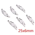 Stainless steel feather pendant charms 25x6mm for jewelry making accessories - Feather Shape / 25x6mm