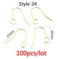 Golden stainless steel earring hooks for DIY jewelry making 27mm x 20mm 100pcs - Gold Simple Elongated Hook Style (M4-42)