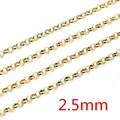 2.5mm gold plated stainless steel rolo chain for DIY jewelry making and necklaces - Thick Rolo Chain (AH-174) / Gold
