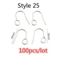 100pcs silver stainless steel earring hooks style 25 size 19x16mm for DIY jewelry making - Bright Silver Fishhook Style (M1-31)