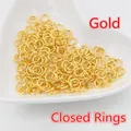 Anellini chiusi dorati di alta qualità per la creazione di gioielli DIY, 200 pz - Stile Chiuso / 5mm / Oro