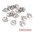 DIY stainless steel pet paw pendant charm for jewelry making in silver finish 14x11mm - Paw Print Style (R5-02)