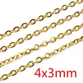 DIY jewelry 4x3mm gold plated stainless steel cable chain links for making necklaces - Handmade O-Chain (CH-115) / Gold