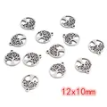 Pack of 13 silver stainless steel Tree of Life hollow charms, 12x10mm for DIY jewelry - Tree In Circle Style (R5-15)