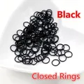 Confezione di anellini chiusi neri per gioielli fai-da-te in una ciotola bianca - Stile Chiuso / 5mm / Nero