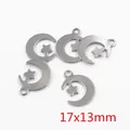 Set of four silver star and moon stainless steel charms for DIY jewelry making - Star & Moon / 17x13mm