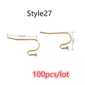 100pcs golden stainless steel fish hook earring wires for DIY jewelry making 21mm - Gold French Bead Hook Style (S3-32)