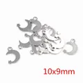 Silver crescent moon and star stainless steel jewelry pendant 10x9mm for DIY projects - Crescent Moon Star / 10x9mm