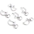 Set of six silver crescent moon swivel lobster clasps for DIY keychains and doll charms - Moon / White K/Silver