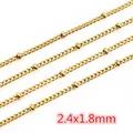Golden stainless steel DIY jewelry satellite chain with 2.4x1.8mm beads for making bracelets - Beaded Satellite Chain (AH-183) / Gold