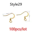 Style29 gold stainless steel French earring hooks bulk 100pcs for jewelry making 19x17mm - Gold Wide Hook Style (S3-34)