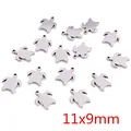 Polished silver stainless steel sea turtle charms for jewelry making, 11x9mm size - Turtle Style (P1-17)