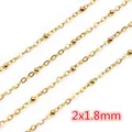 2x1.8mm gold-plated stainless steel satellite chain with small decorative beads - Decorative Satellite Chain (AH-177) / Gold