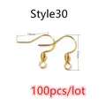 Style30 gold-plated stainless steel earring hooks 19mm x 17mm for DIY jewelry making - Gold Spring Coil Hook Style (S3-35)