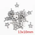 Silver hollow star pendant charm 13x10mm with radial texture in stainless steel - Radial Pattern Star / 13x10mm