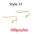 Style 31 DIY jewelry gold plated stainless steel ear hooks earring making parts 100pcs - Gold Simple Loop Hook Style (S3-36)