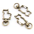 Set of three vintage bronze cat-shaped swivel lobster clasps for DIY keychains - Cat / Antique Bronze