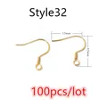 Golden stainless steel earring hooks in Style 32 with 17mm size for DIY jewelry making - Gold Anti-Slip Spring Hook Style (S3-37)