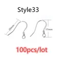 Silver stainless steel DIY french ear hooks 17x20mm for jewelry making 100pcs - Silver Polished Closed Loop Hook Style (M1-34)
