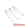 Set of 3 rectangular stainless steel 30x5mm pendant blanks with polished finish for DIY - 30x5mm
