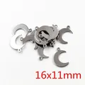 Polished stainless steel crescent moon pendants for jewelry making, 16x11mm size - Crescent Shape / 16x11mm