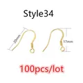 Style34 golden stainless steel earring hooks 17x20mm for DIY jewelry making 100pcs - Gold Traditional Curved Ring Hook Style (M1-35)