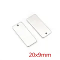 Polished silver stainless steel rectangular 20x9mm DIY pendant charm with hole - 20x9mm