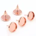 Rose gold round stud earring tray bases for DIY jewelry making in multiple views - S / Rose Gold