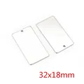 Silver rectangular stainless steel blank tag pendant 32x18mm with single hole for DIY jewelry - 32x18mm